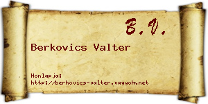 Berkovics Valter névjegykártya